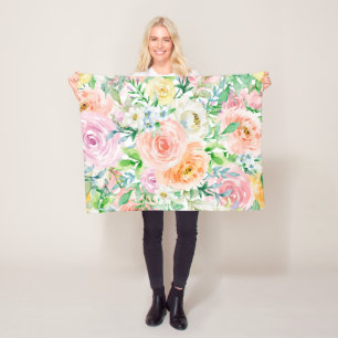 Pastellromantischer Garten Fleecedecke