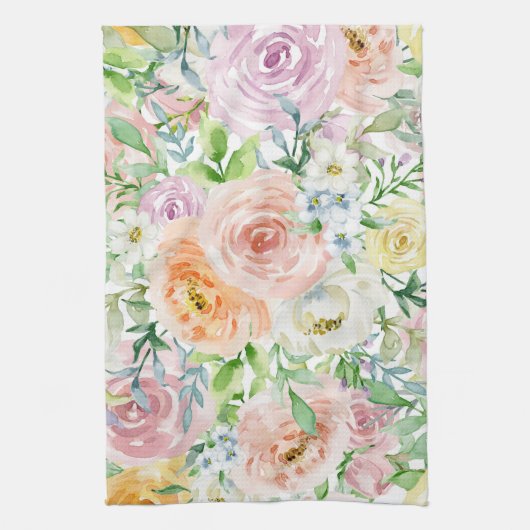 Pastellromantischer Garten Geschirrtuch (Vertikal)