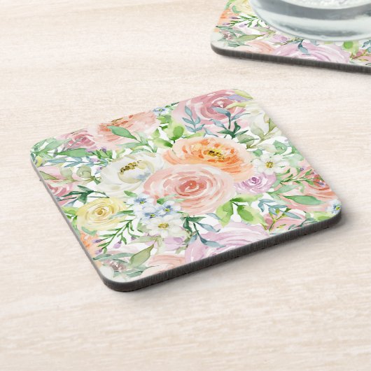 Pastellromantischer Garten Getränkeuntersetzer (Linke Seite)