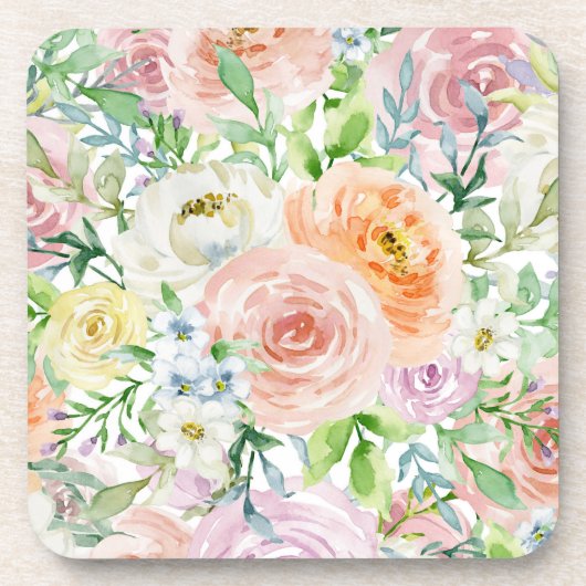 Pastellromantischer Garten Getränkeuntersetzer (Vorderseite)