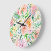 Pastellromantischer Garten Große Wanduhr (Winkel)