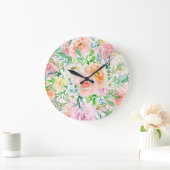 Pastellromantischer Garten Große Wanduhr (Zuhause)