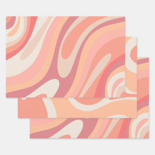Pastellrosa Abstrakte Retro-Muster Geschenkpapier Set