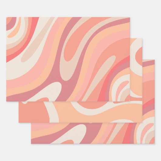 Pastellrosa Abstrakte Retro-Muster Geschenkpapier Set (Set)