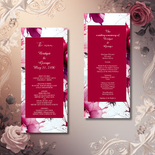 Pastellrosa abstrakte Rose Hochzeit Programm
