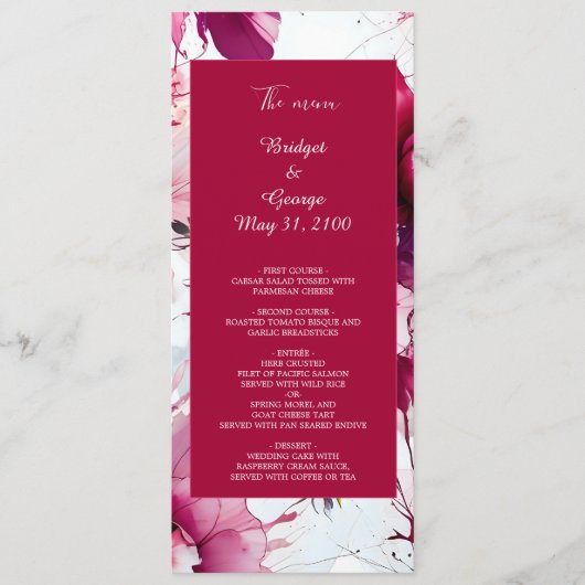 Pastellrosa abstrakte Rose Hochzeitsmenü Programm (Vorderseite)