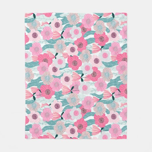 Pastellrosa Abstraktes Muster Fleecedecke (Vorderseite)