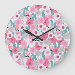 Pastellrosa Abstraktes Muster Große Wanduhr