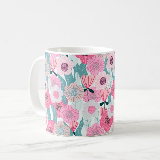 Pastellrosa Abstraktes Muster Kaffeetasse (Vorderseite Links)