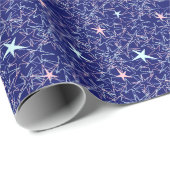 Pastellrosa Aqua Sterne Blauer Himmel  Geschenkpapier (Rolleneckpunkt)