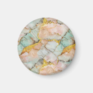 Pastellrosa, Aquamarin, weißer Marmor Magnet