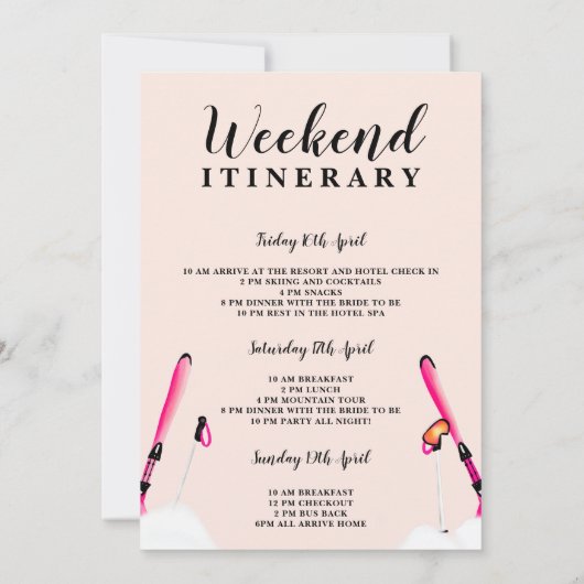 Pastellrosa Aquarellbahn Bachelorette Wochenende Einladung (Rückseite)