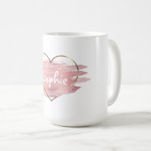 Pastellrosa Aquarelle personalisiert Kaffeetasse (VorderseiteRechts)