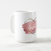 Pastellrosa Aquarelle personalisiert Kaffeetasse (Vorderseite Links)