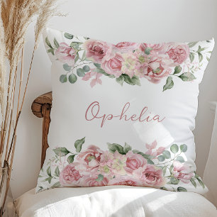Pastellrosa Aquarellfarbe Name Kissen
