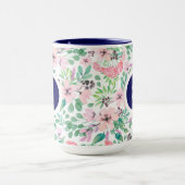 Pastellrosa Aquarellfarben Blume Pattern Tasse (Zentrum)