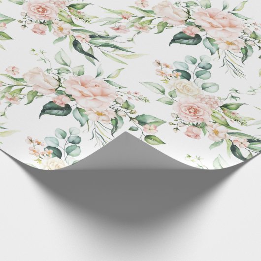 Pastellrosa Aquarellmuster Rose Geschenkpapier (Ecke)