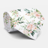 Pastellrosa Aquarellmuster Rose Krawatte (Gerollt)