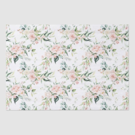 Pastellrosa Aquarellmuster Rose Seidenpapier (Vorderseite)