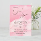 Pastellrosa auf Cloud 9 Brautparty Einladung (Stehend Vorderseite)