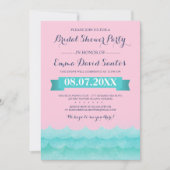 Pastellrosa auf See nautisches Brautparty Einladung (Vorderseite)