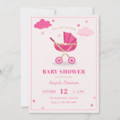 Pastellrosa Babybettrollendusche Einladung (Vorderseite)