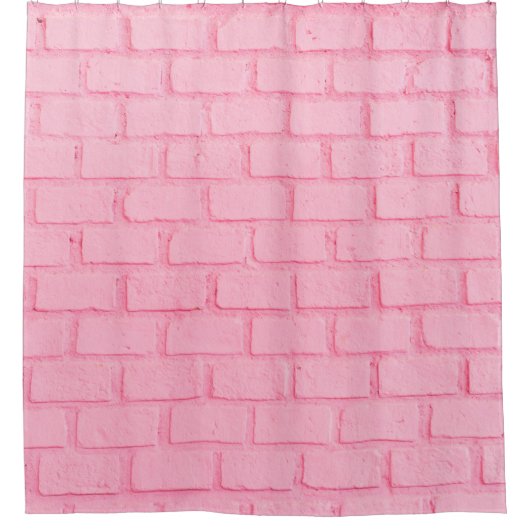 Pastellrosa Backsteinstruktur. rosa Duschvorhang (Vorderseite)