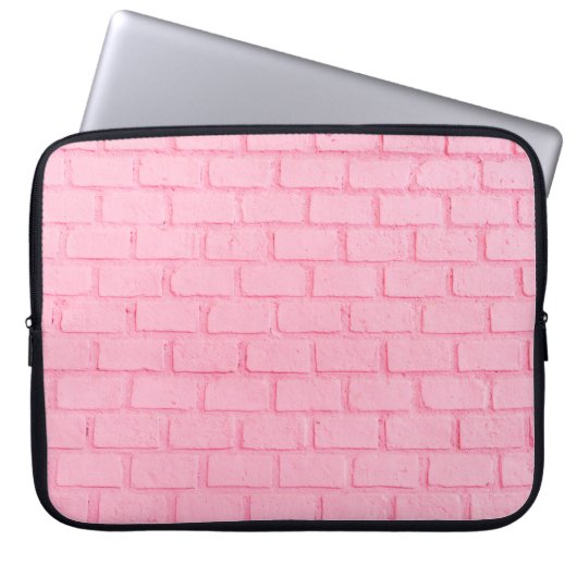 Pastellrosa Backsteinstruktur. Rosa Farbe Laptopschutzhülle (Vorderseite)