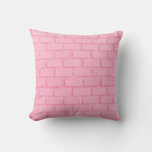 Pastellrosa Backsteinstruktur. rosa Kissen (Vorderseite)