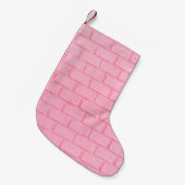 Pastellrosa Backsteinstruktur. rosa Kleiner Weihnachtsstrumpf (Vorderansicht (hängend))