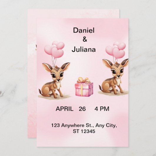 Pastellrosa Balloons für die Hochzeitsfeier Save The Date (Vorne/Hinten)