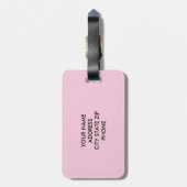 Pastellrosa, benutzerdefiniertes Monogramm Reisege Gepäckanhänger (Rückseite vertikal)
