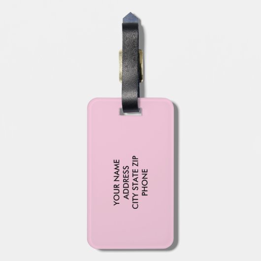 Pastellrosa, benutzerdefiniertes Monogramm Reisege Gepäckanhänger (Rückseite vertikal)