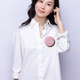 Pastellrosa Blätter - Es ist ein Mädchen Button