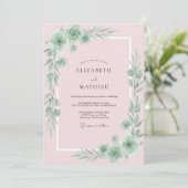 Pastellrosa Blätterhochzeit Einladung (Stehend Vorderseite)