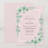 Pastellrosa Blätterhochzeit Einladung (Vorne/Hinten)