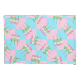Pastellrosa Blau Geländerter Dango-Pillowcase Kissenbezug