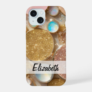 Pastellrosa, Blau, Gold- und Silberglitter iPhone 15 Hülle