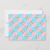 Pastellrosa Blau Karierte Dango-Flachkarte (Rückseite)