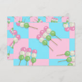 Pastellrosa Blau Karierte Dango-Flachkarte (Vorne/Hinten)