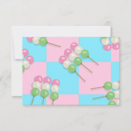 Pastellrosa Blau Karierte Dango-Flachkarte