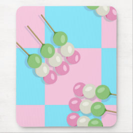 Pastellrosa Blau Karierte Dango Mousepad