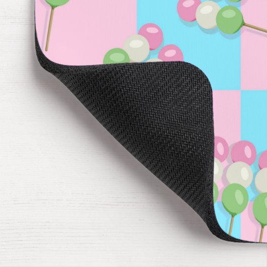 Pastellrosa Blau Karierte Dango Mousepad (Ecke)