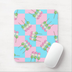 Pastellrosa Blau Karierte Dango Mousepad