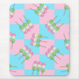 Pastellrosa Blau Karierte Dango Mousepad
