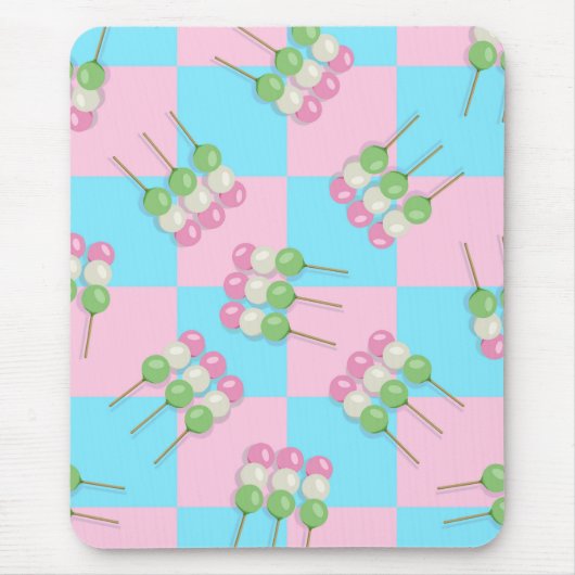 Pastellrosa Blau Karierte Dango Mousepad (Vorne)