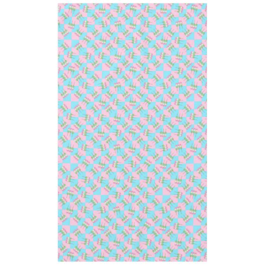 Pastellrosa Blau Karierte Dango Tableclout Tischdecke (Vorderseite)