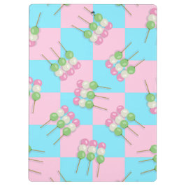 Pastellrosa Blau Schachbrett Dango-Zwischenablage Klemmbrett