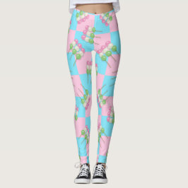 Pastellrosa Blau Schachtel Dango Leggings