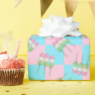 Pastellrosa Blau Schachtelhaltiges Dango Wrapping Geschenkpapier